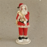tekstil og plastik julemand med sæk på ryggen retro jule nisse